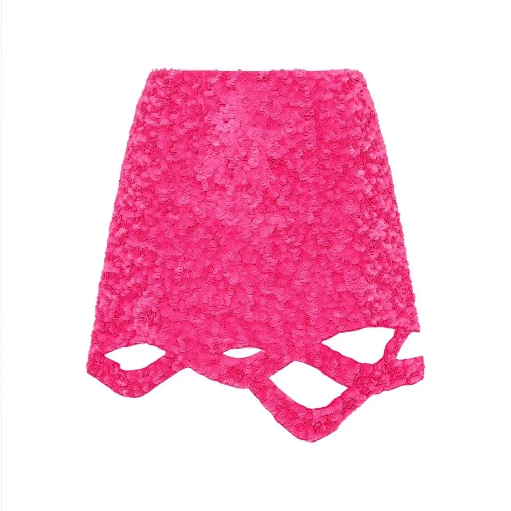 Aje Catara Pink Sequin Skirt - Picture 1 of 7